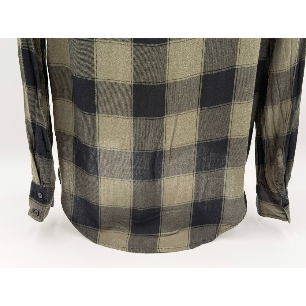Express Plaid Lace-Up‎ Long Sleeve Top Womens Small Olive Green Black Casual - Picture 10 of 16
